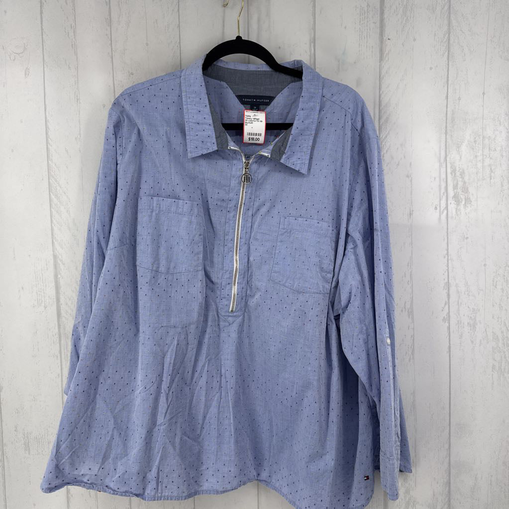 3X colorful 1/2 zip l/s top