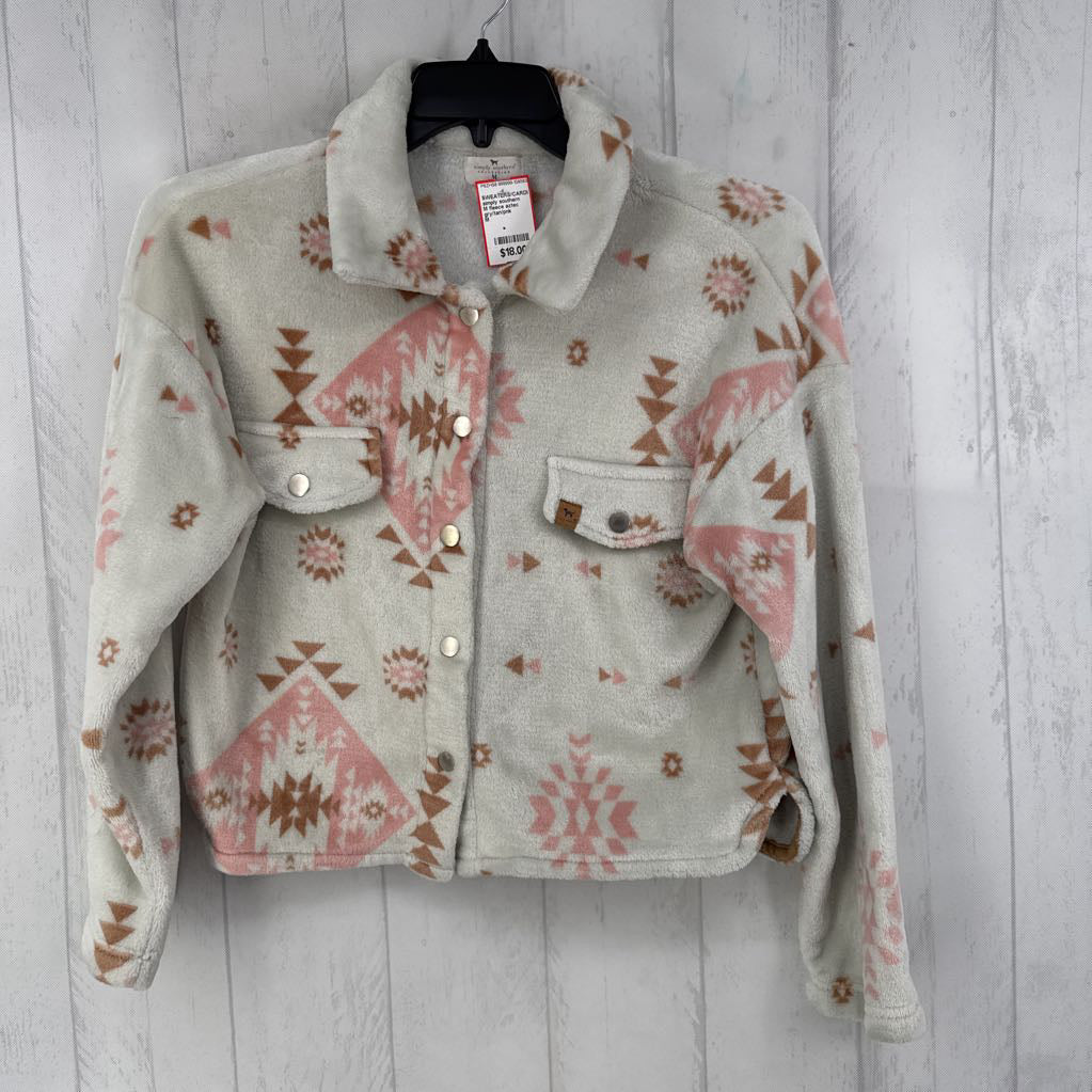 M fleece aztec pattern crop jacket