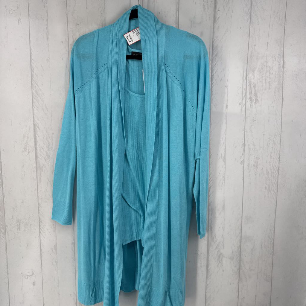 R117 18/20 2Pc rib knit cardi & cami set