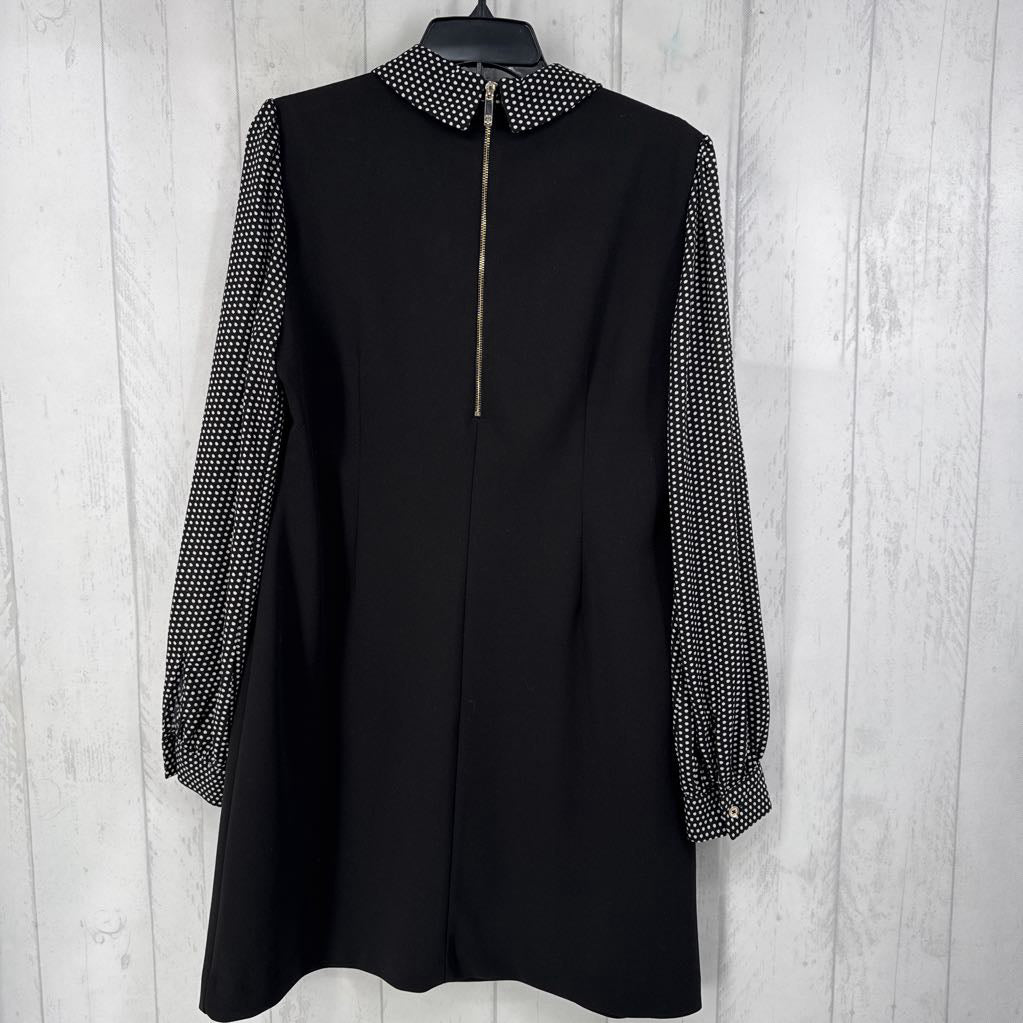 12 polka dot collar & slv shiftdress l/s
