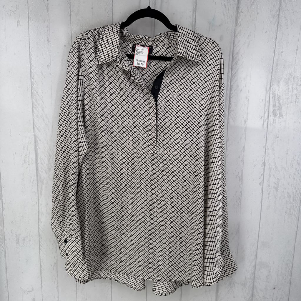 18/20 printed quarter button down l/s top