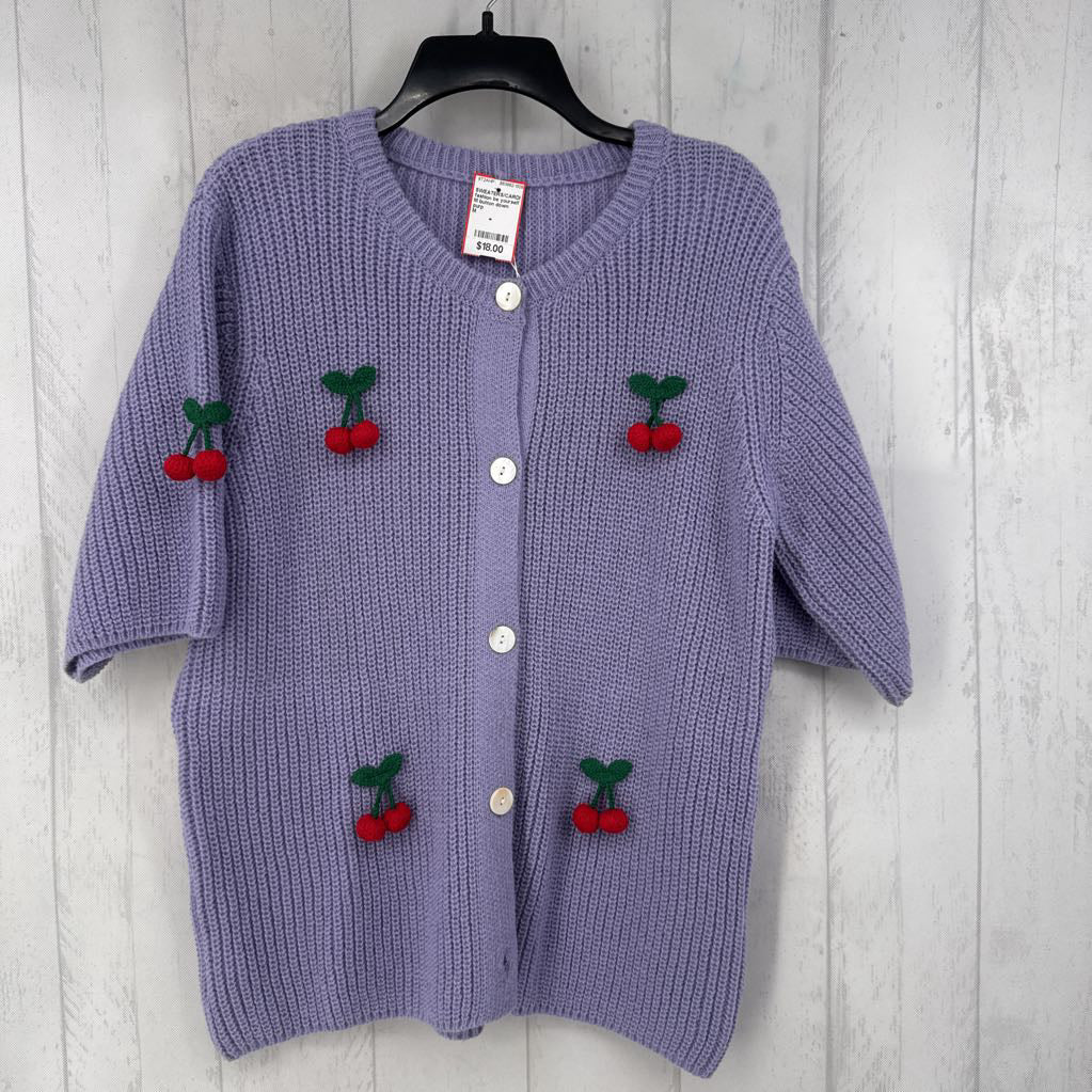 M button down cherry sweater s/s
