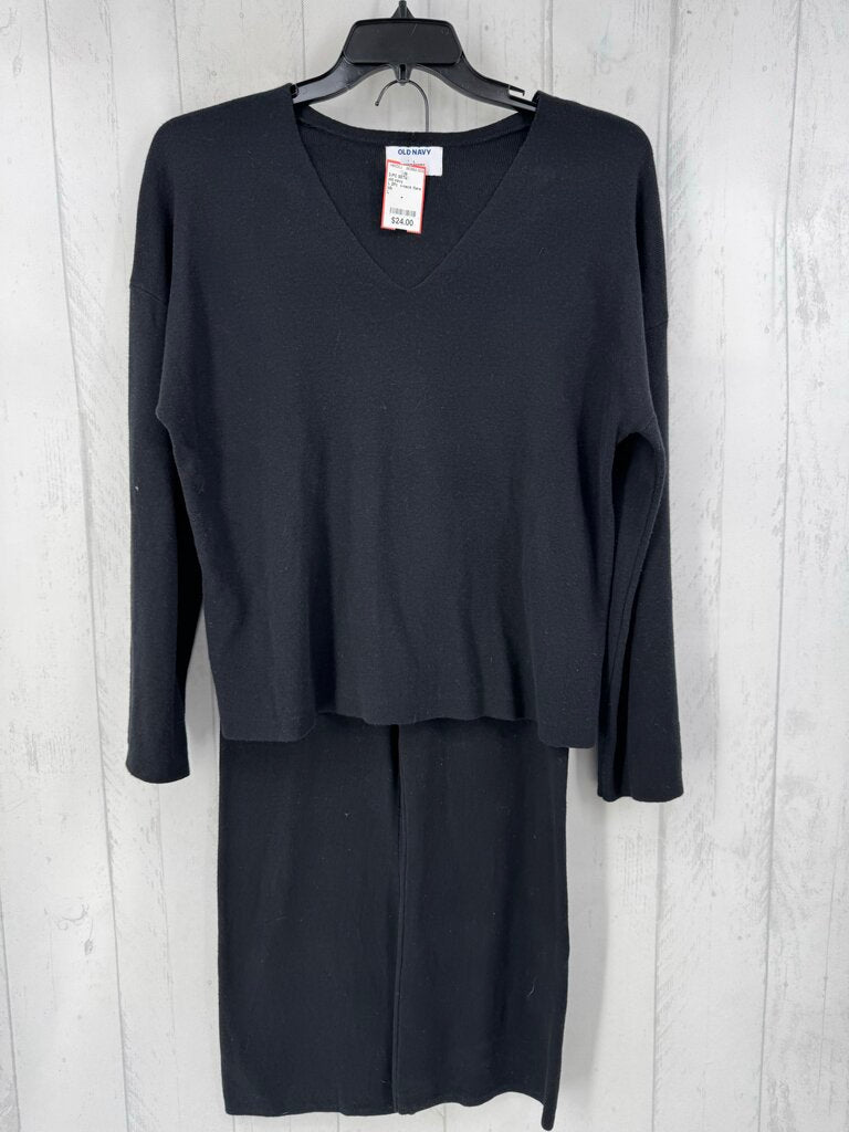 L 2Pc v-neck flare slv sweater & pant set