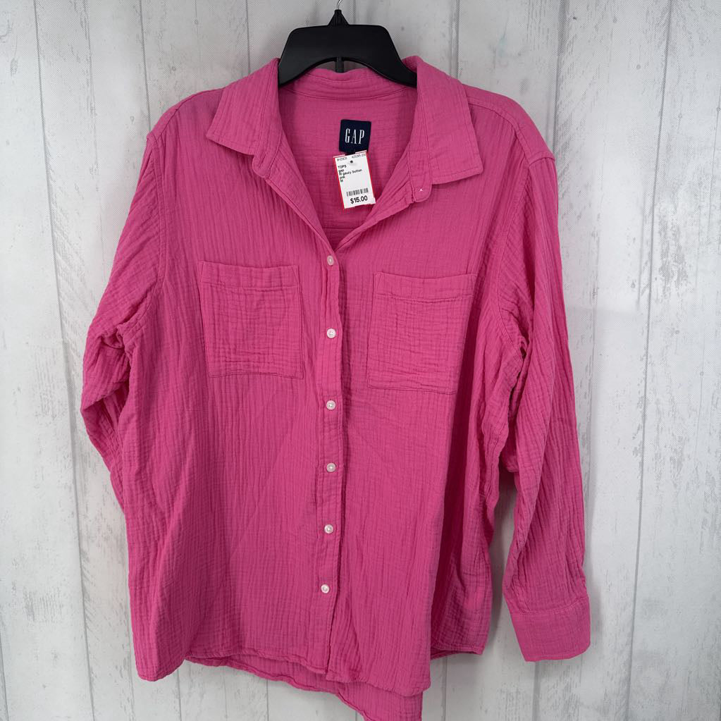M gauzy button down l/s top