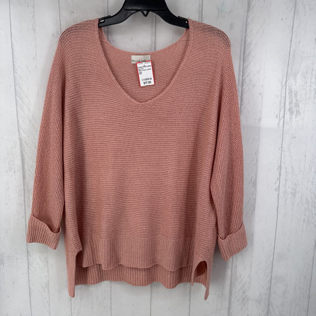 S/M v-neck cuffed slv sweater