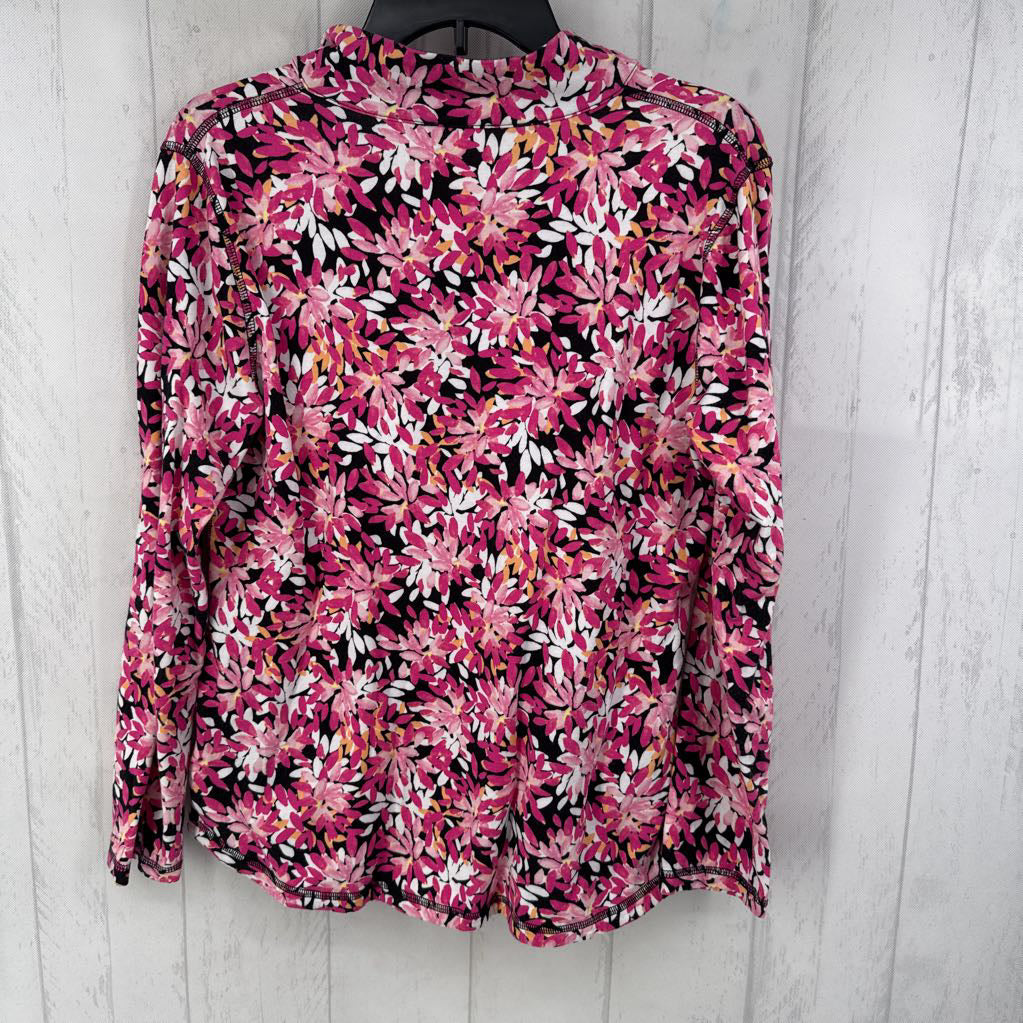 M flo print quarter zip l/s top