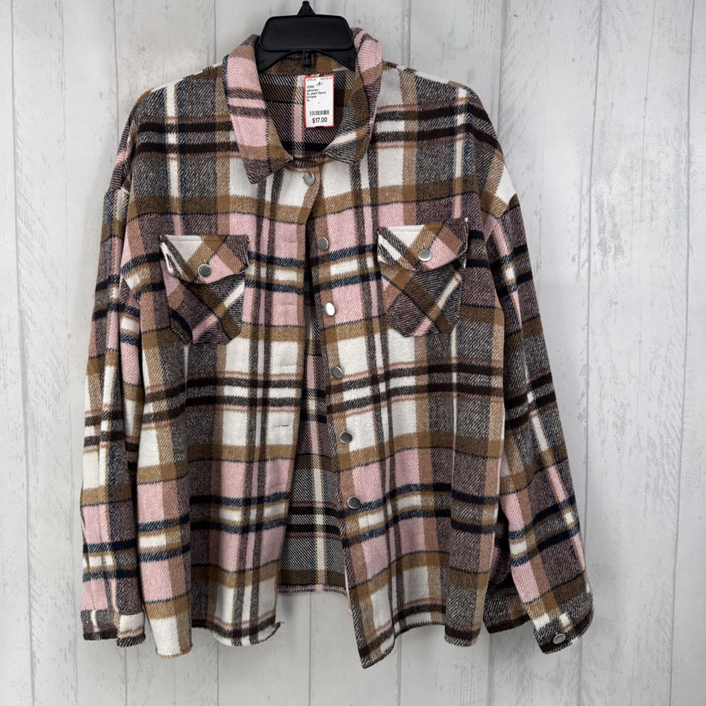 XL plaid fleece shacket