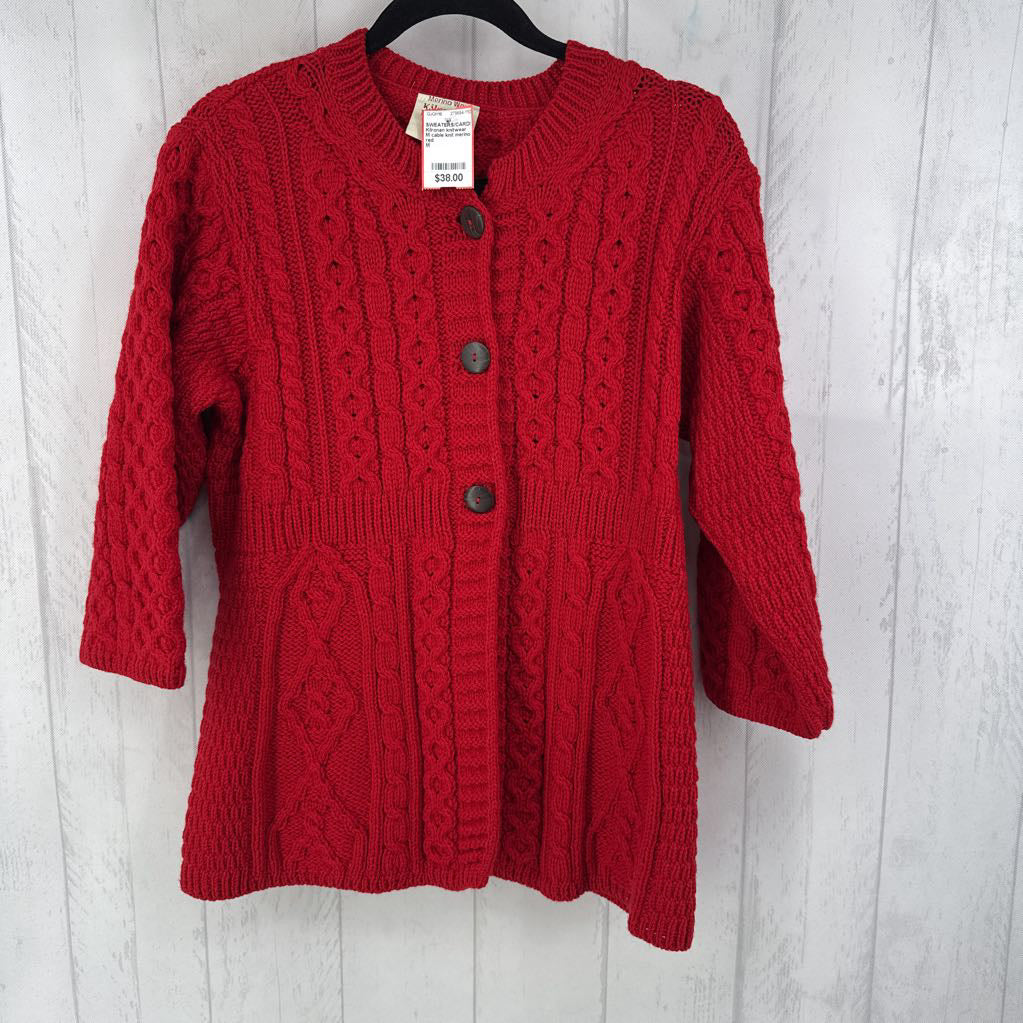 M cable knit merino wool sweater