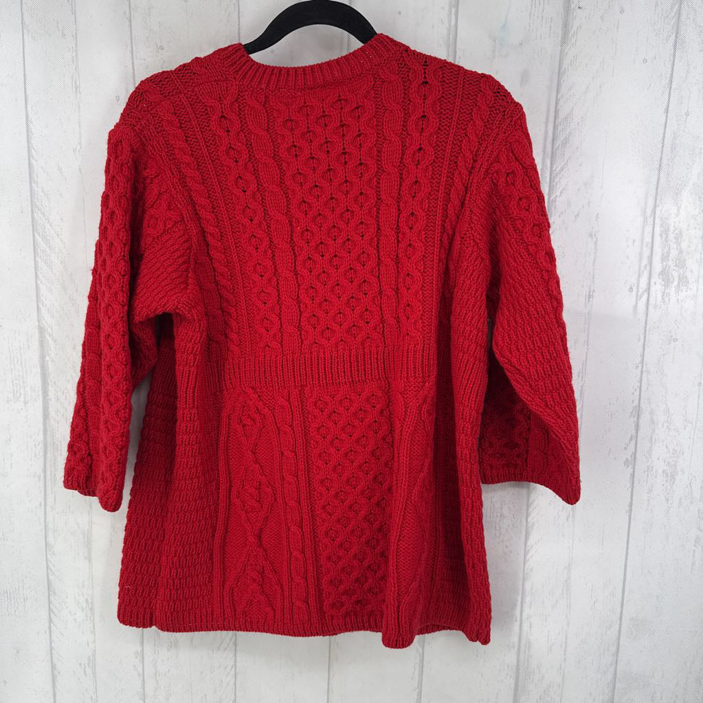 M cable knit merino wool sweater