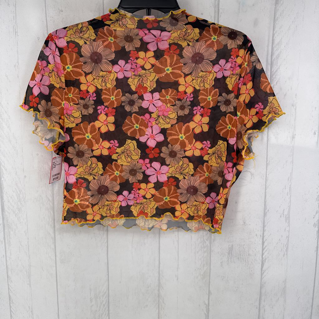 XL mesh flo print s/s top