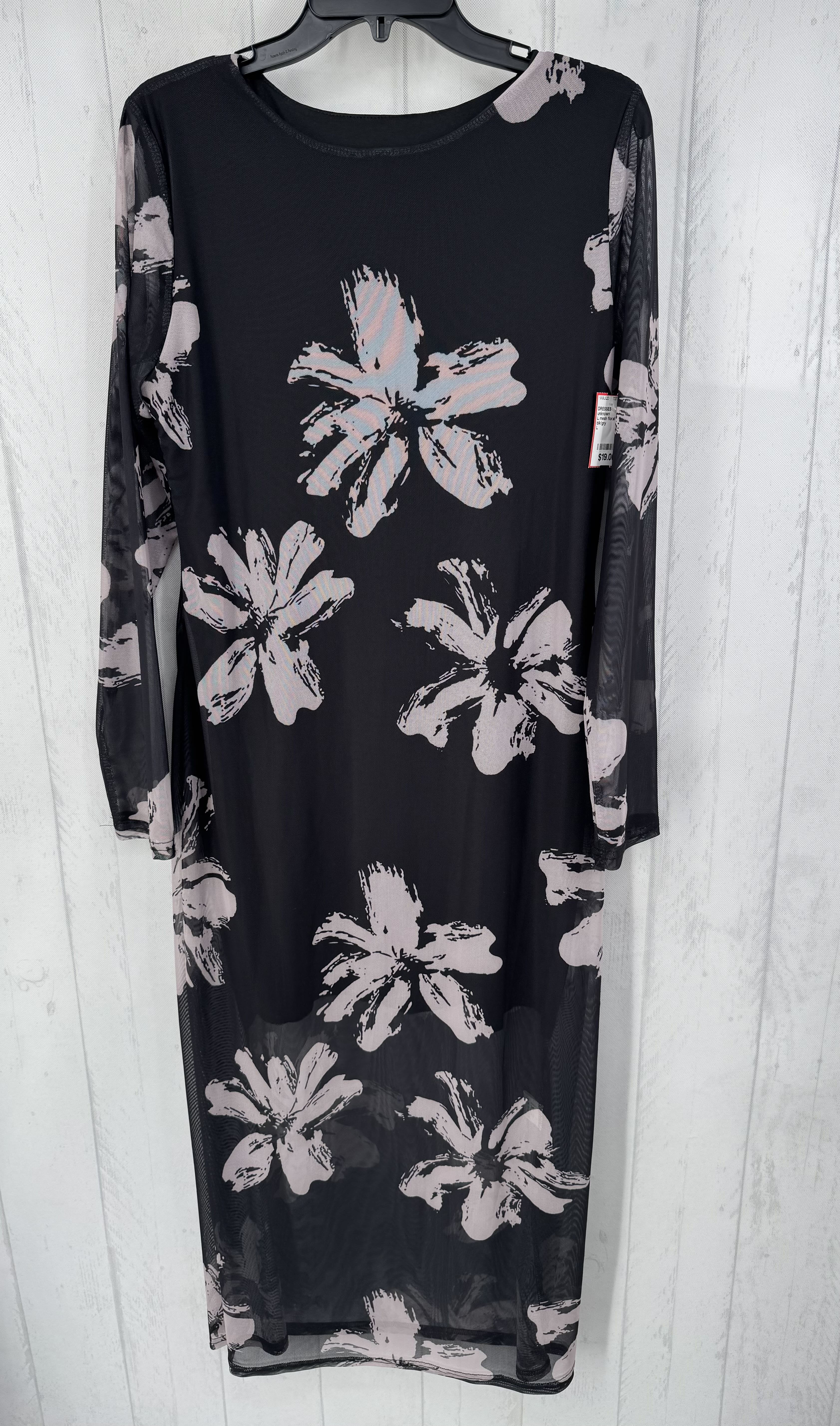 L mesh floral l/s dress
