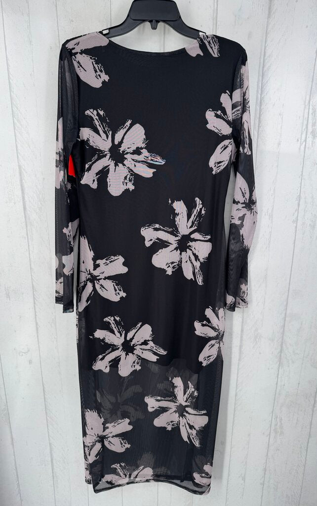 L mesh floral l/s dress