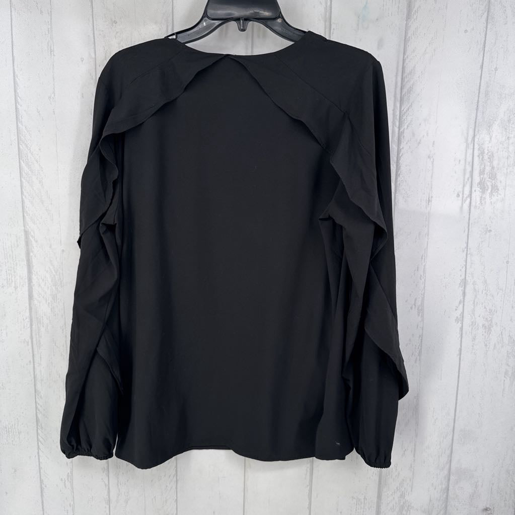 M ruffled tie front l/s top