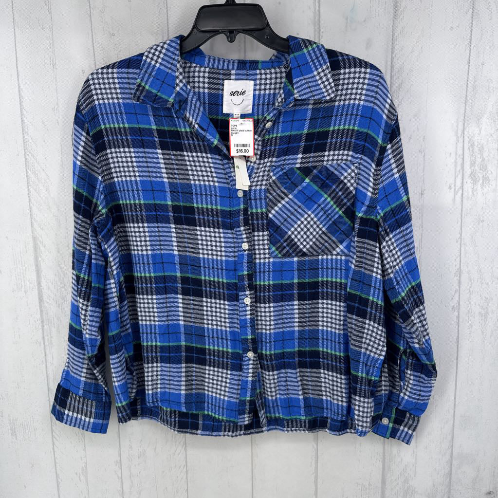 R45 M plaid button down l/s top
