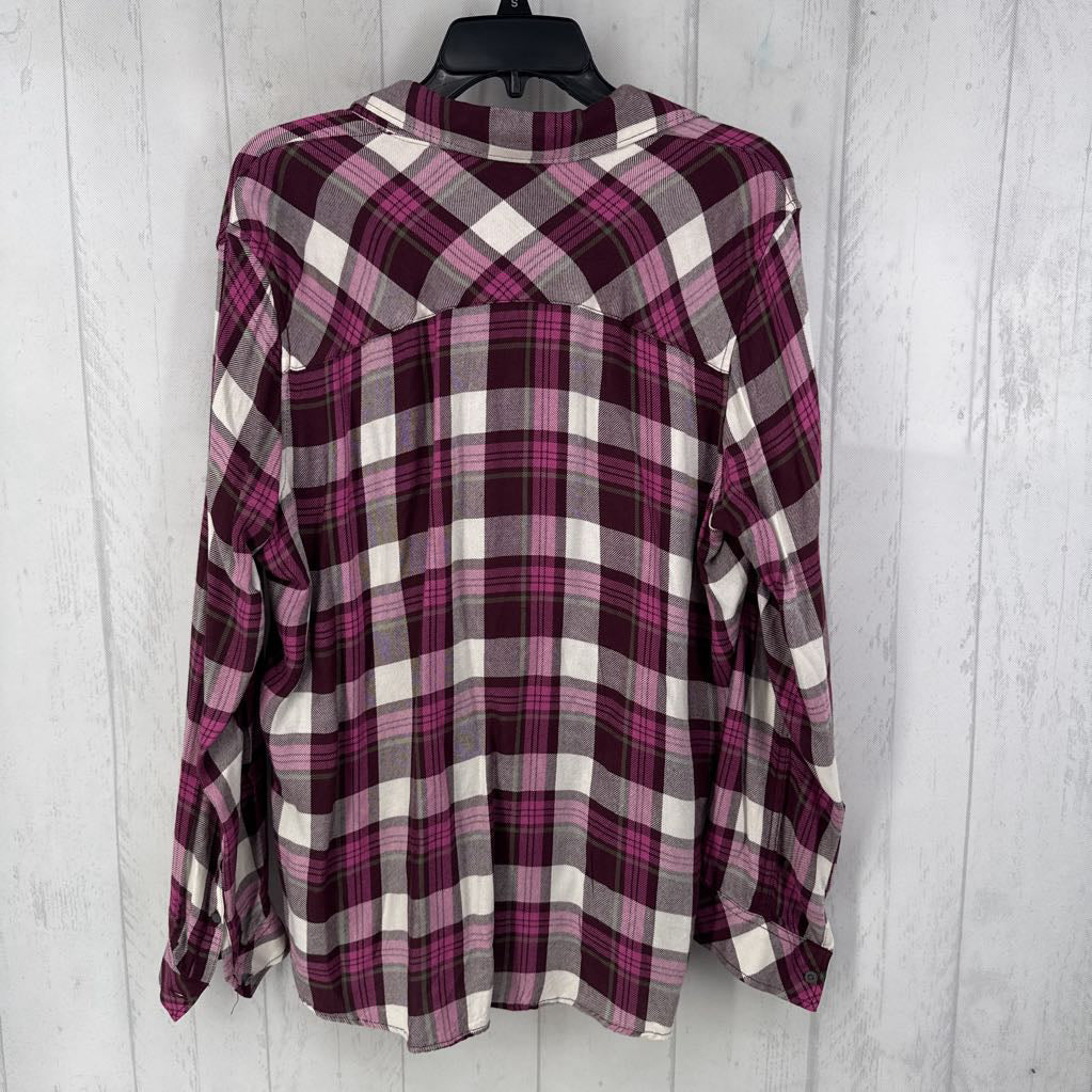 L plaid button down l/s top