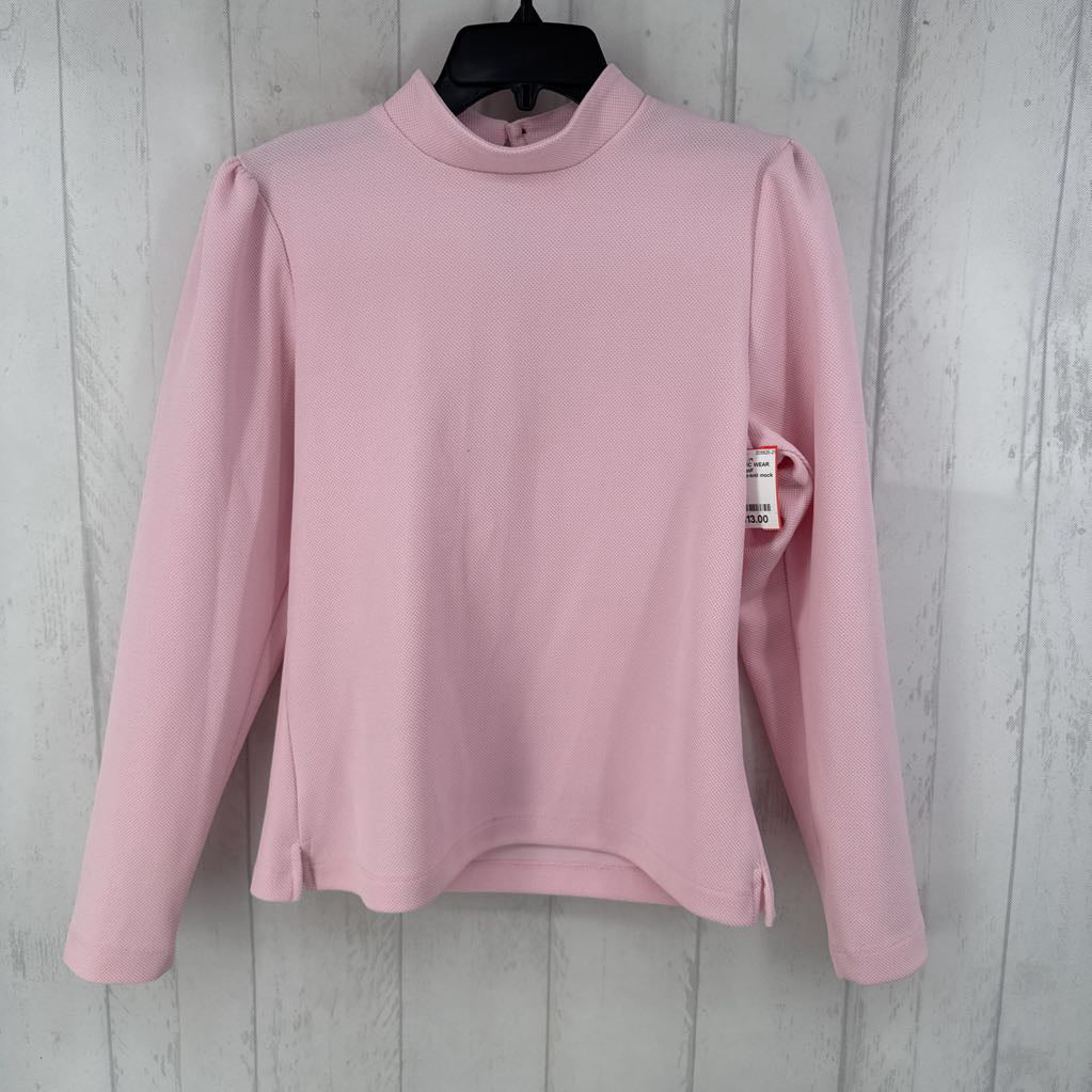 S waffle-knit mock neck l/s golf top