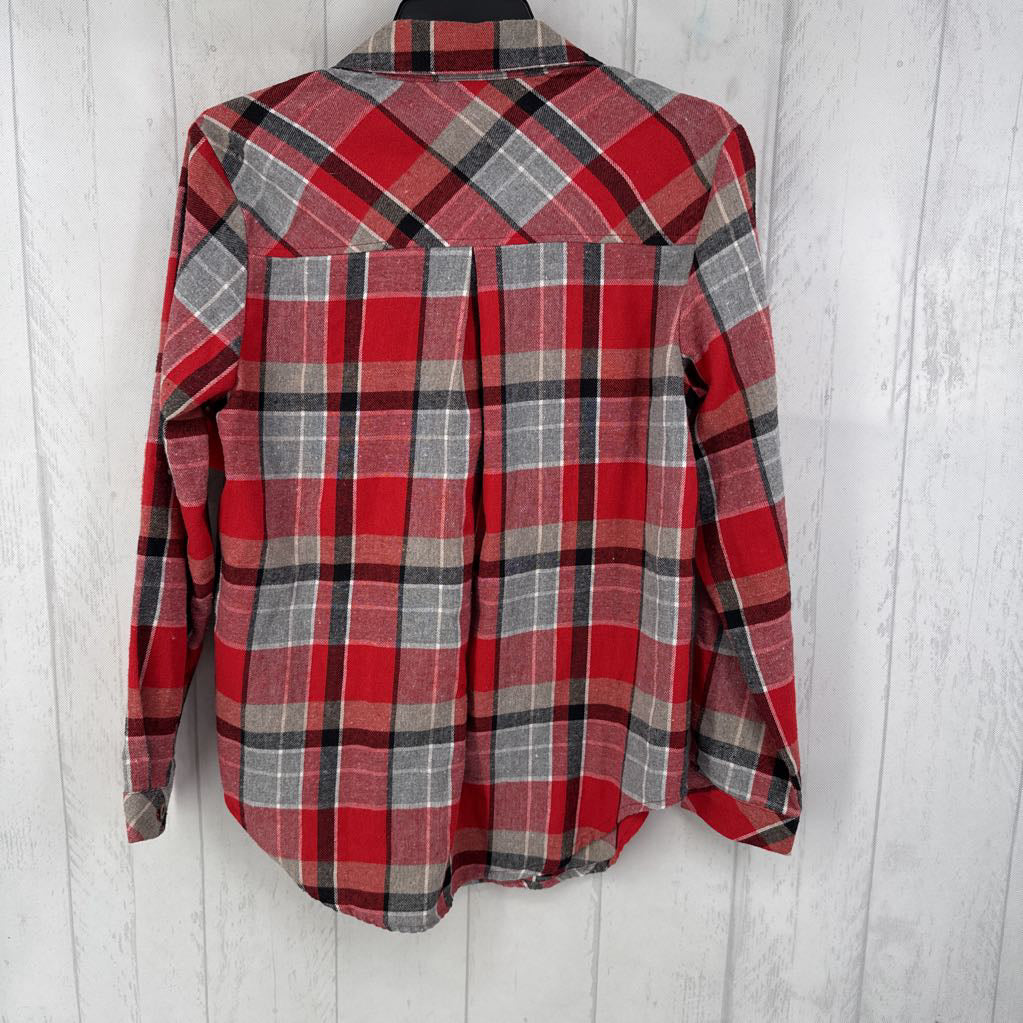 S plaid button down l/s top