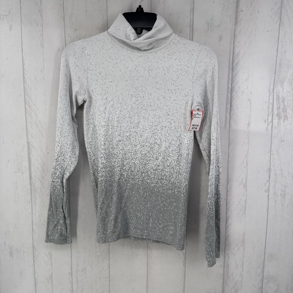 S speckled print t-neck l/s top