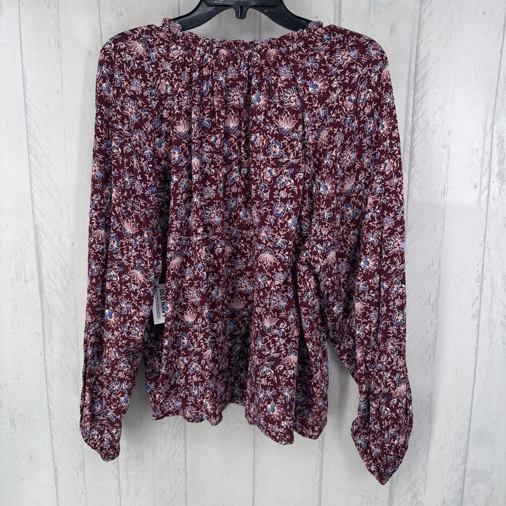 R40 L flo print v-neck l/s top