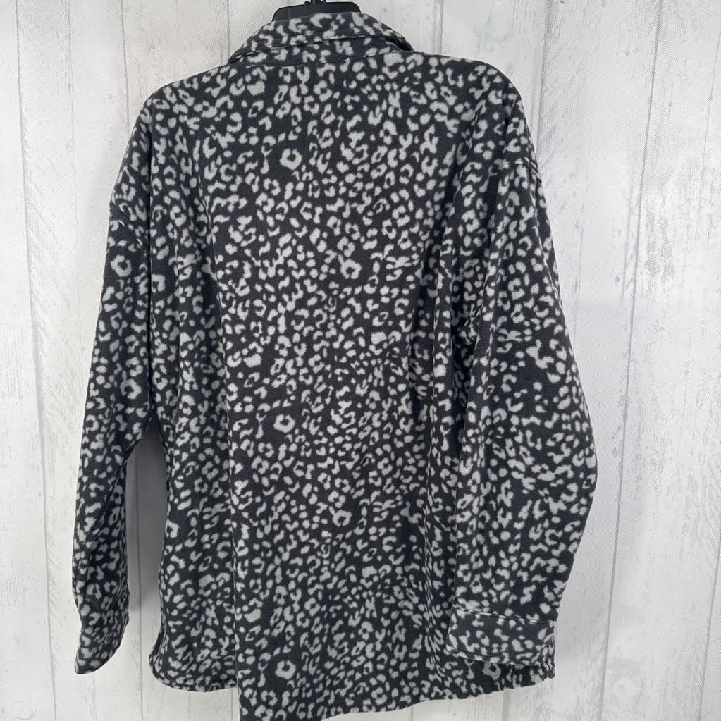 L animal print fleece l/s top