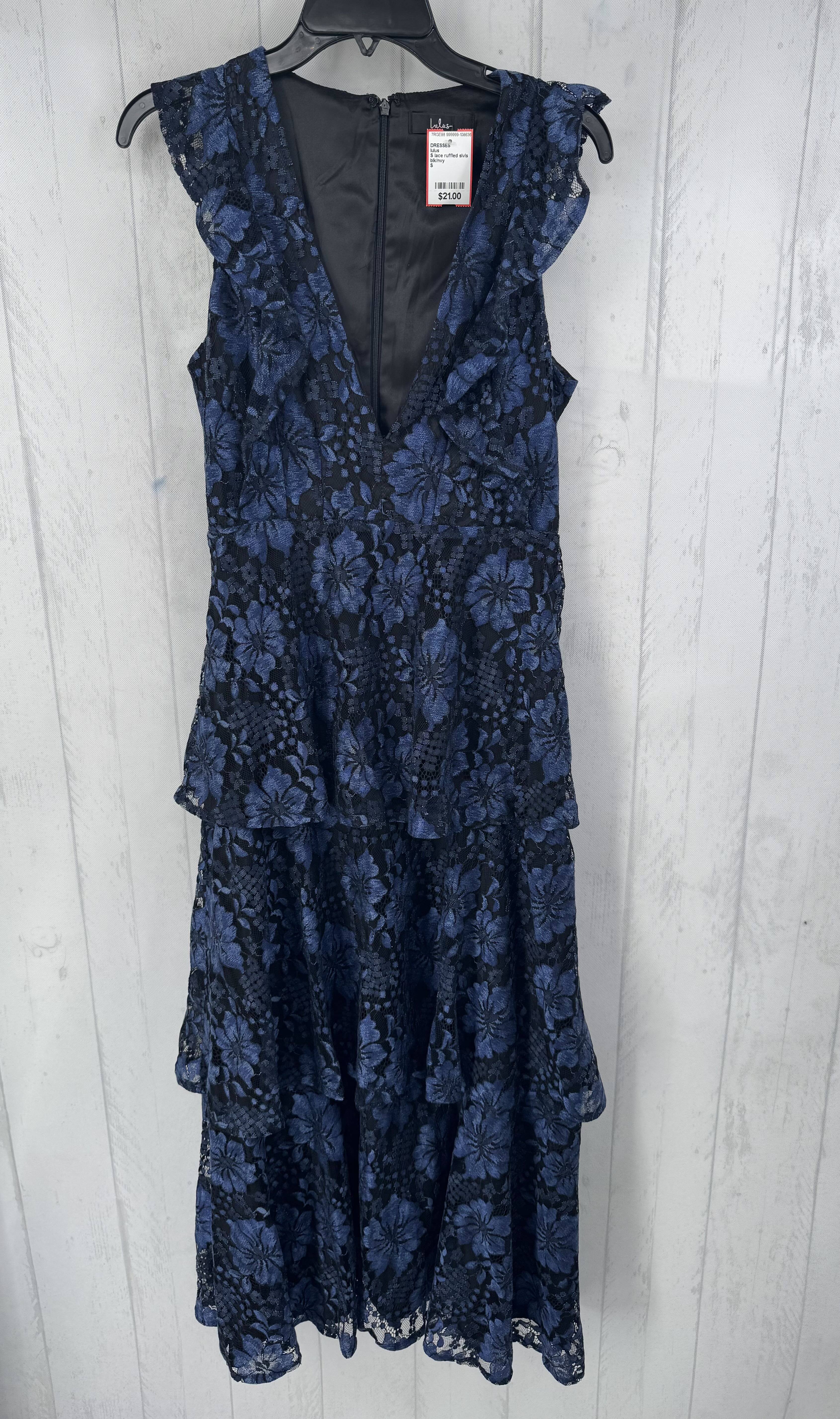 S lace ruffled slvls dress