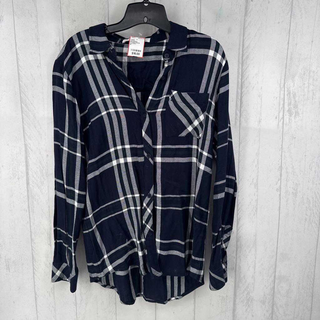 M plaid button down l/s top