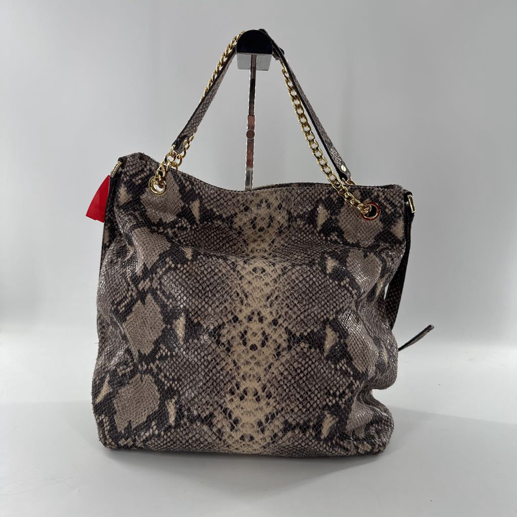snakeskin print shoulder bag