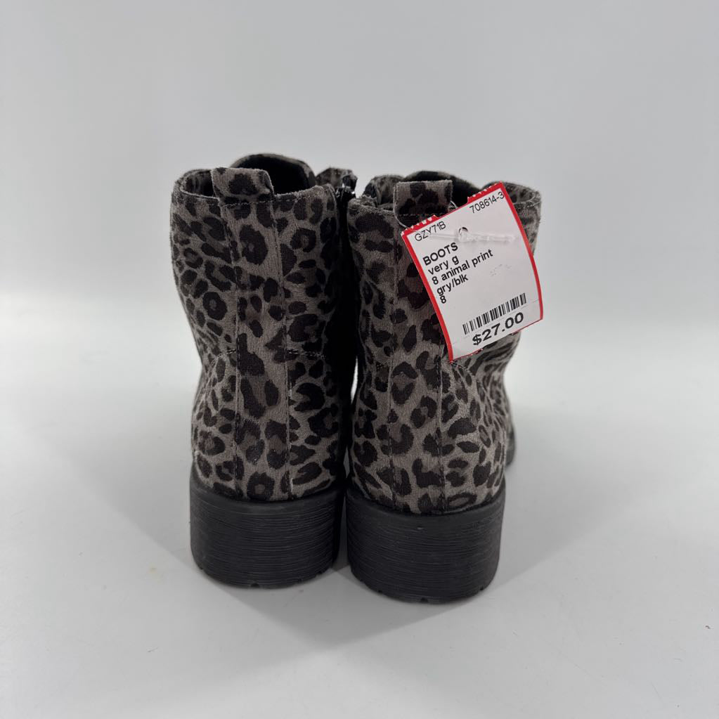 8 animal print combat boot
