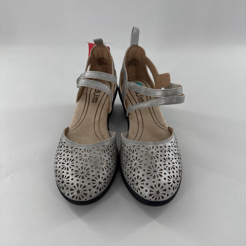 7.5 perforated ankle strap heels