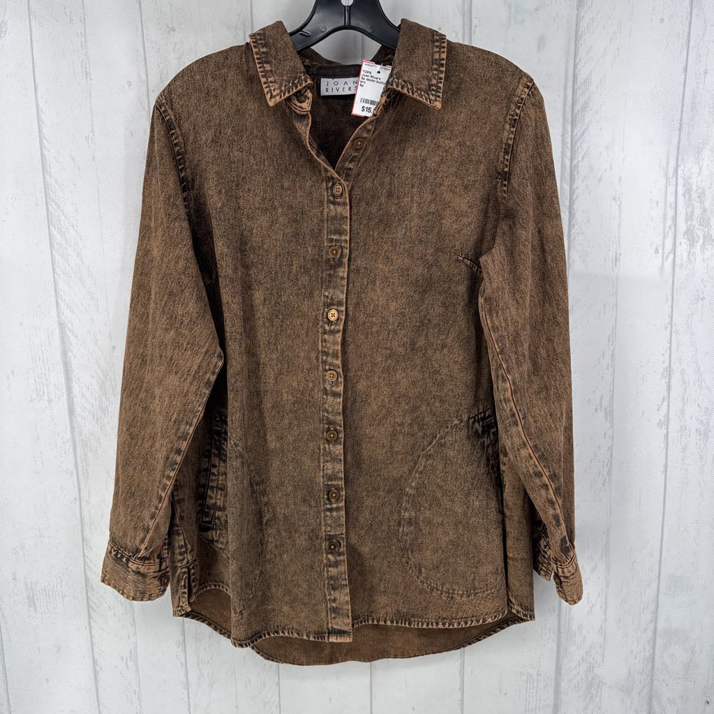 Sp denim button down l/s top