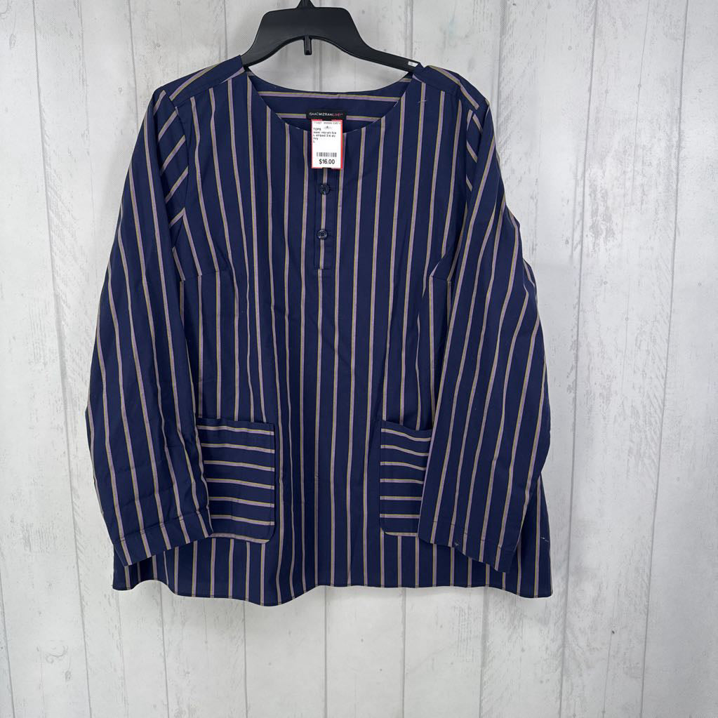 L striped 3/4 slv tunic