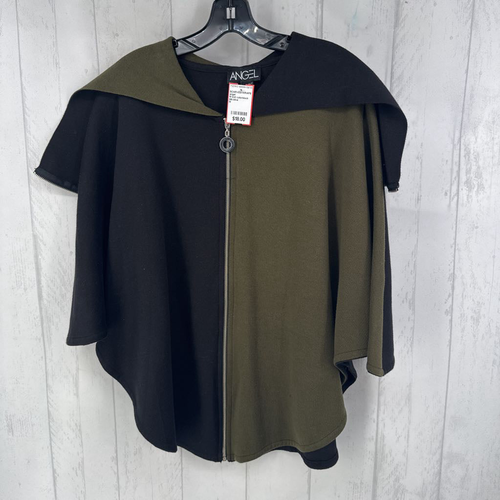 M knit colorblock cape