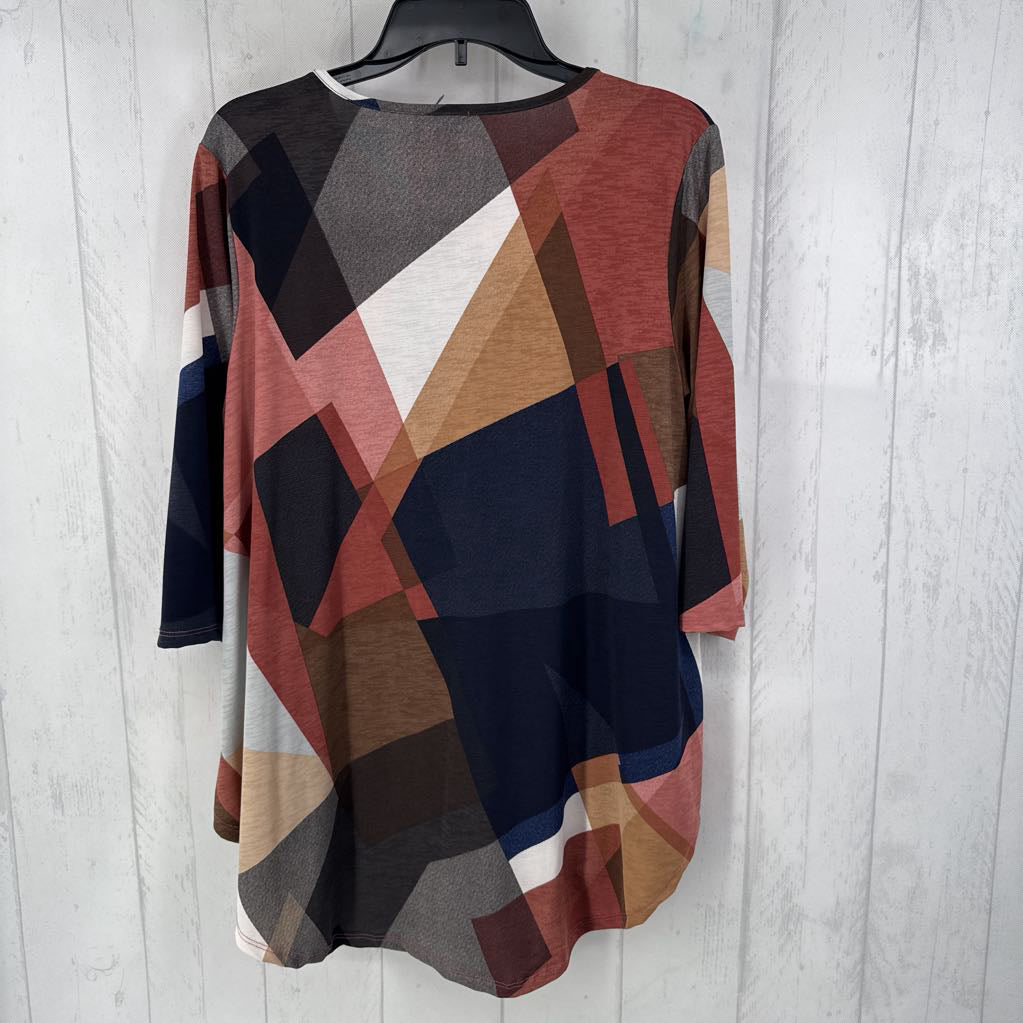 XL printed 3/4 slv top