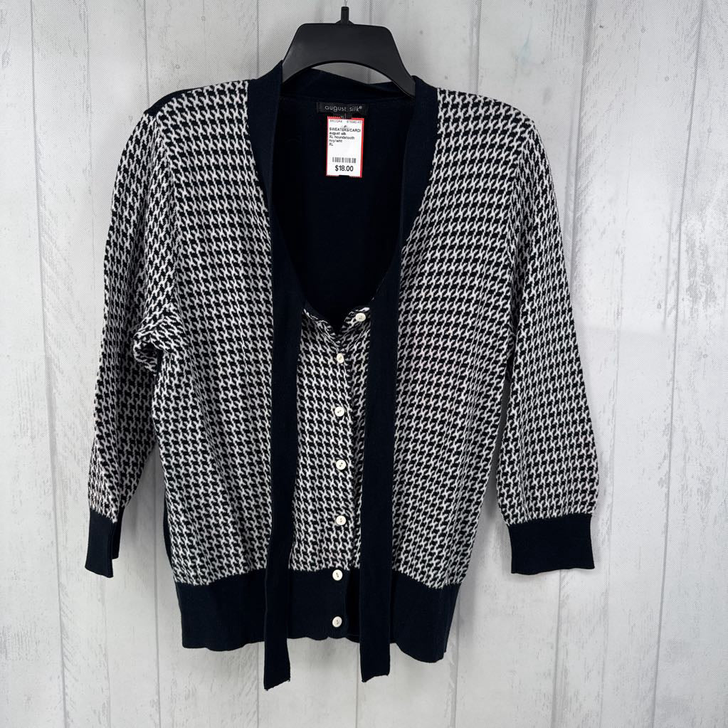XL houndstooth print cardi