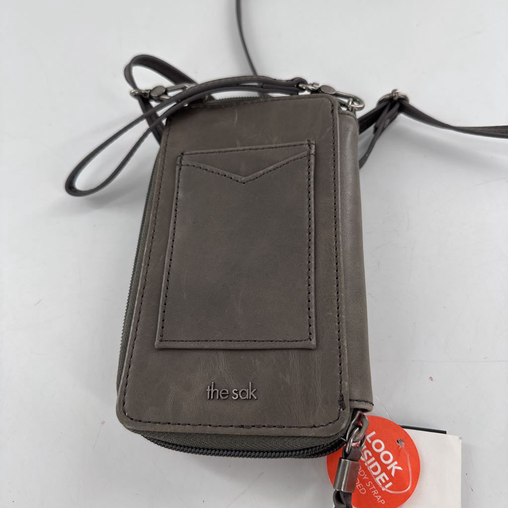 R89 tooled zip around crossbody wallet