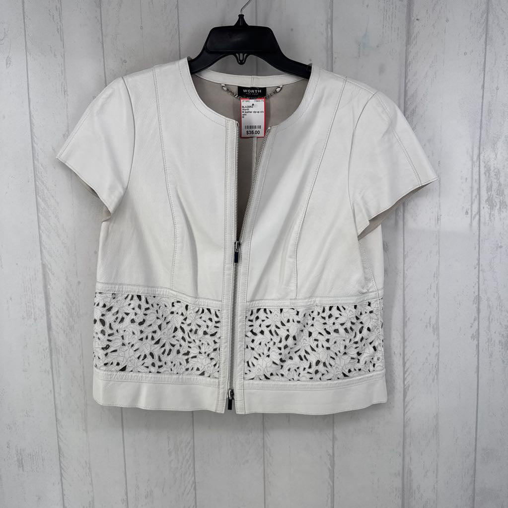 M leather zip-up s/s jacket