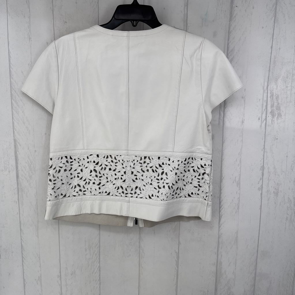 M leather zip-up s/s jacket