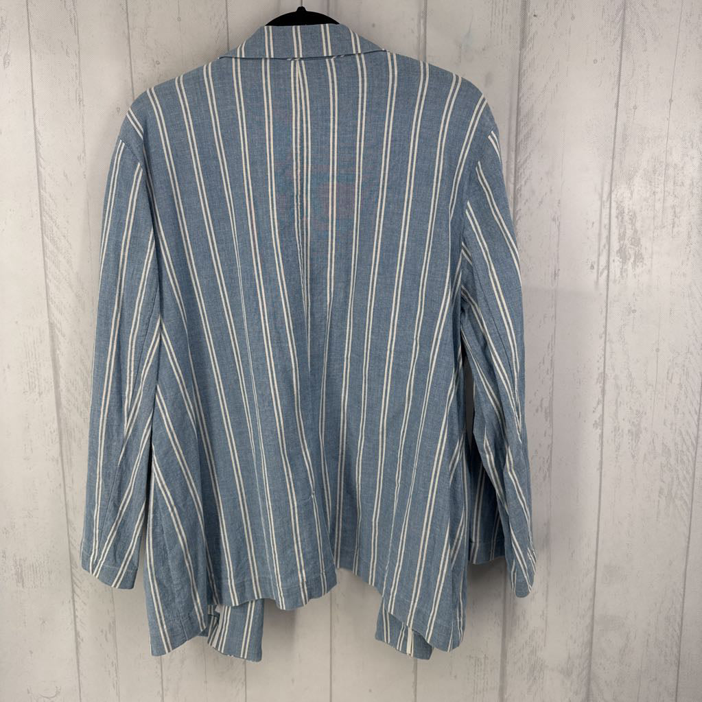 XL striped open front blazer