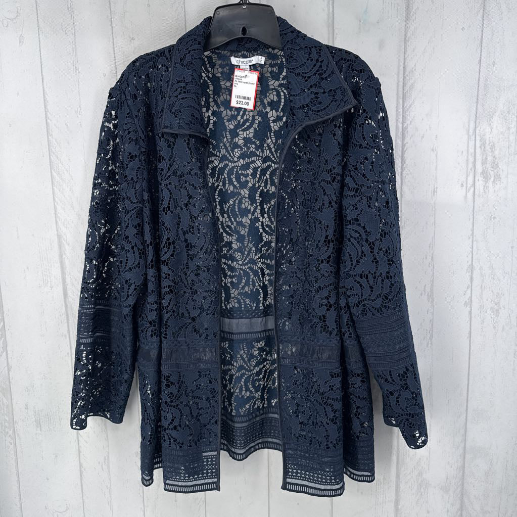 XL lace open front blazer