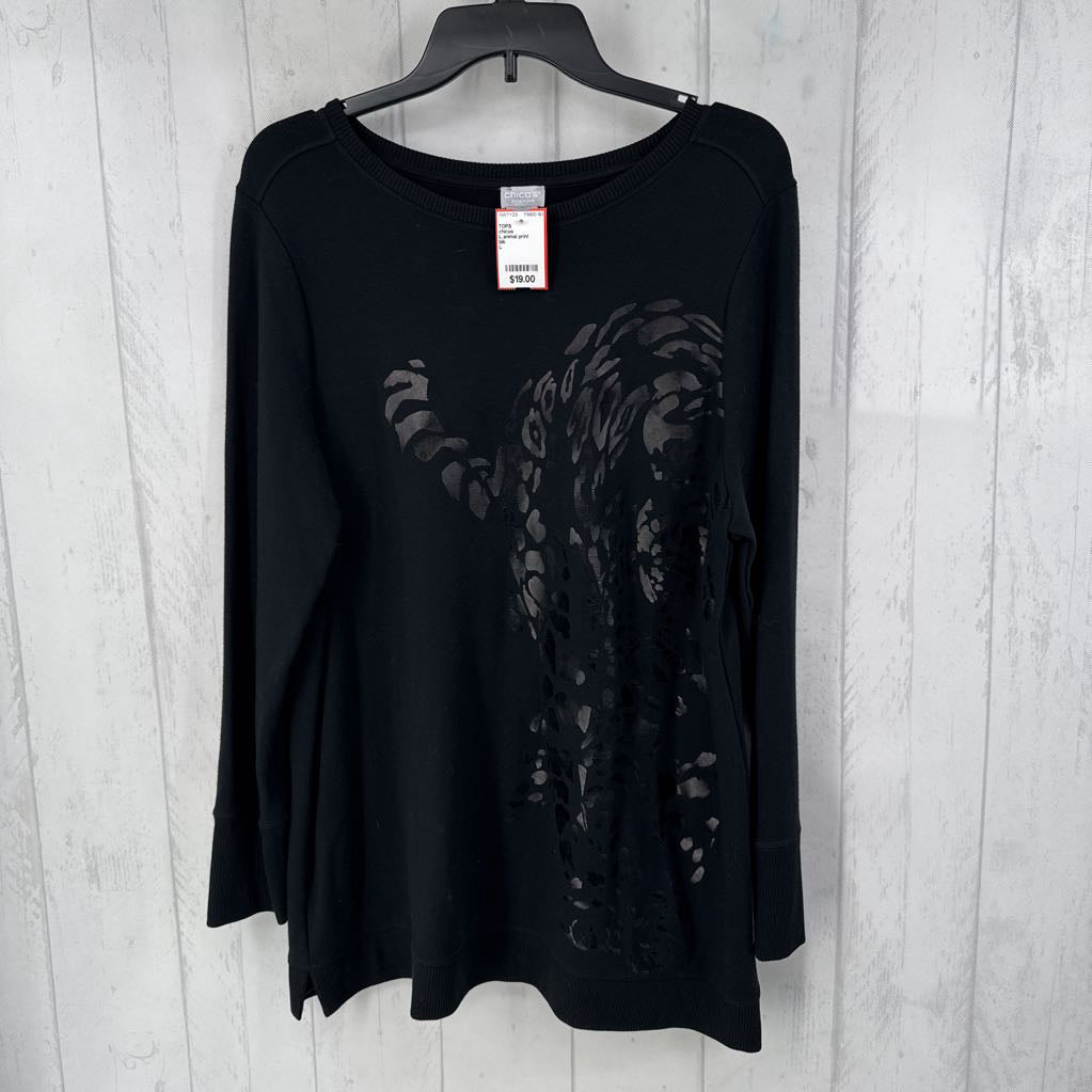 L animal print embossed l/s tunic