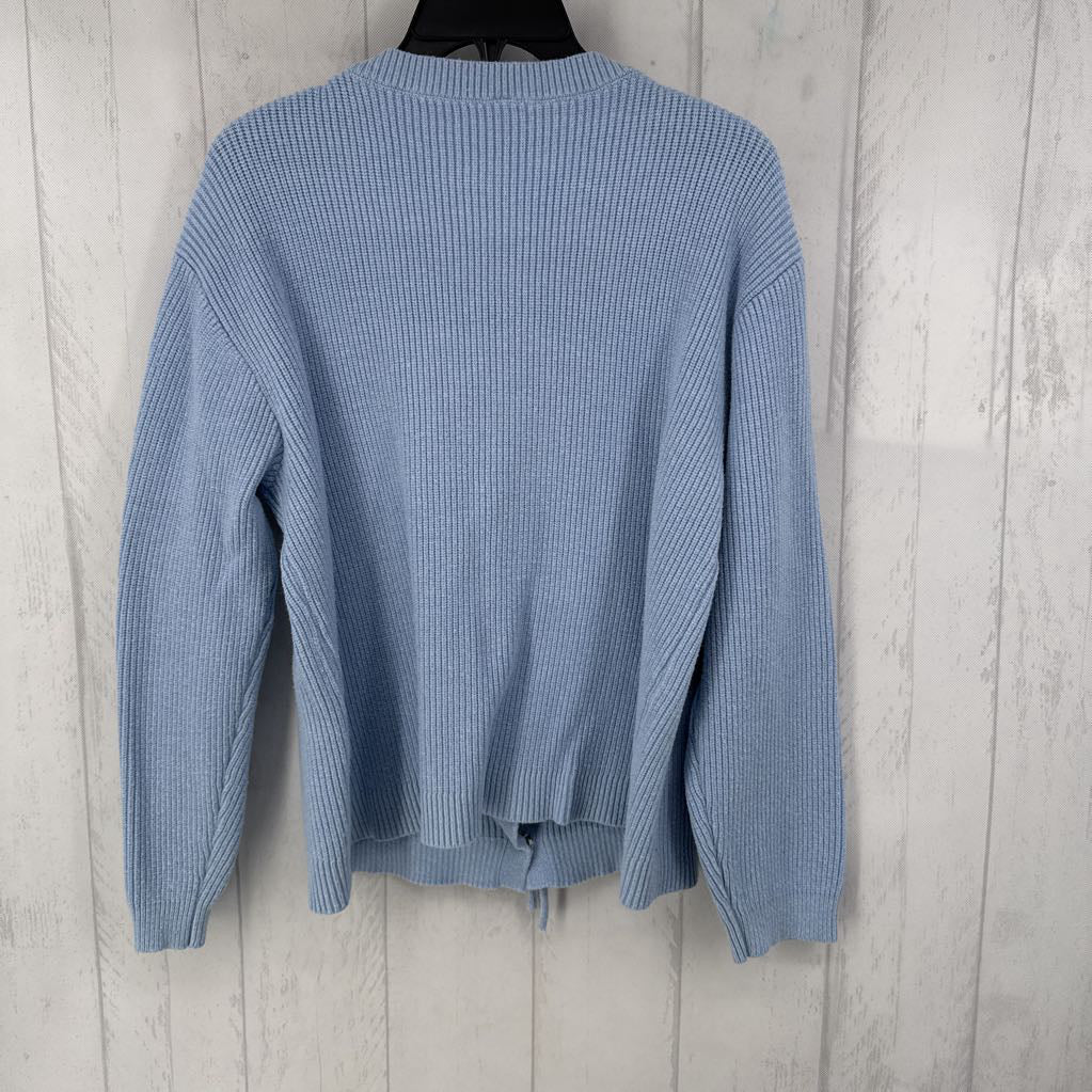 L rib knit bow front sweater