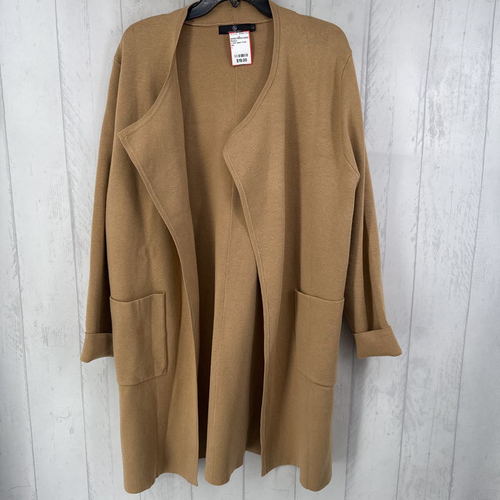L knit open front long cardi