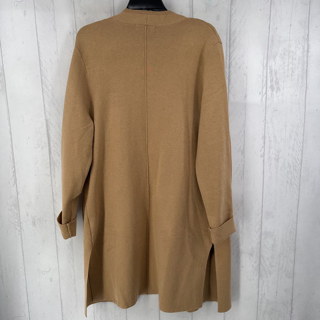 L knit open front long cardi