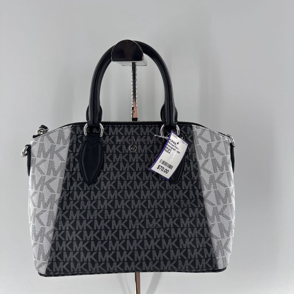 monogram color block satchel