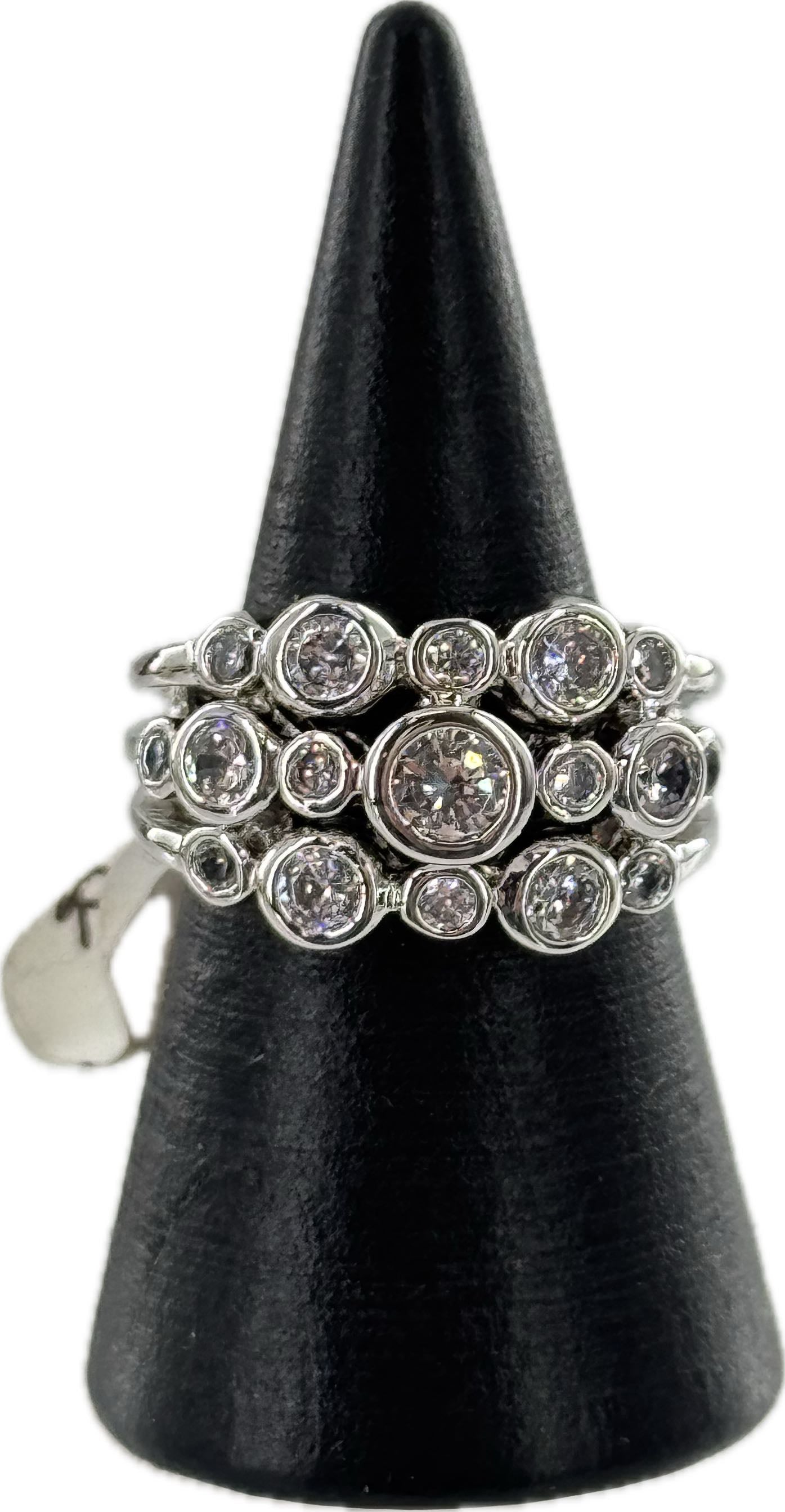 Sz 6 925 CZ multi stone bubble ring