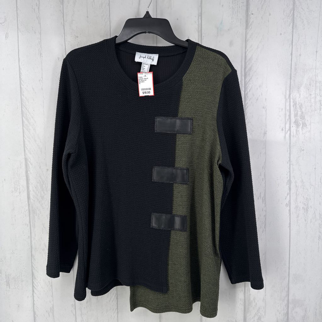 12 textured colorblock l/s top