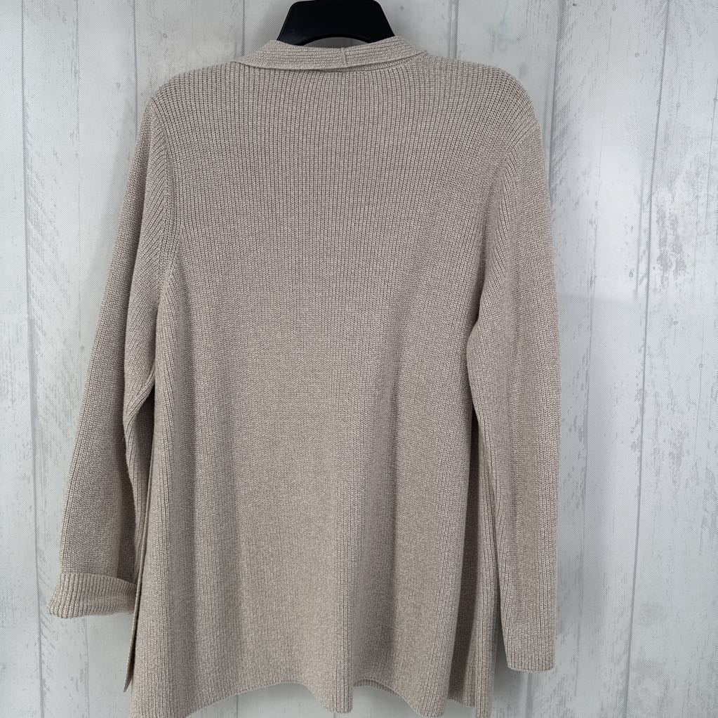 L rib knit open front cardi