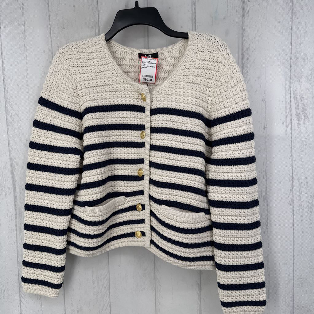 R292 L knit striped cardi