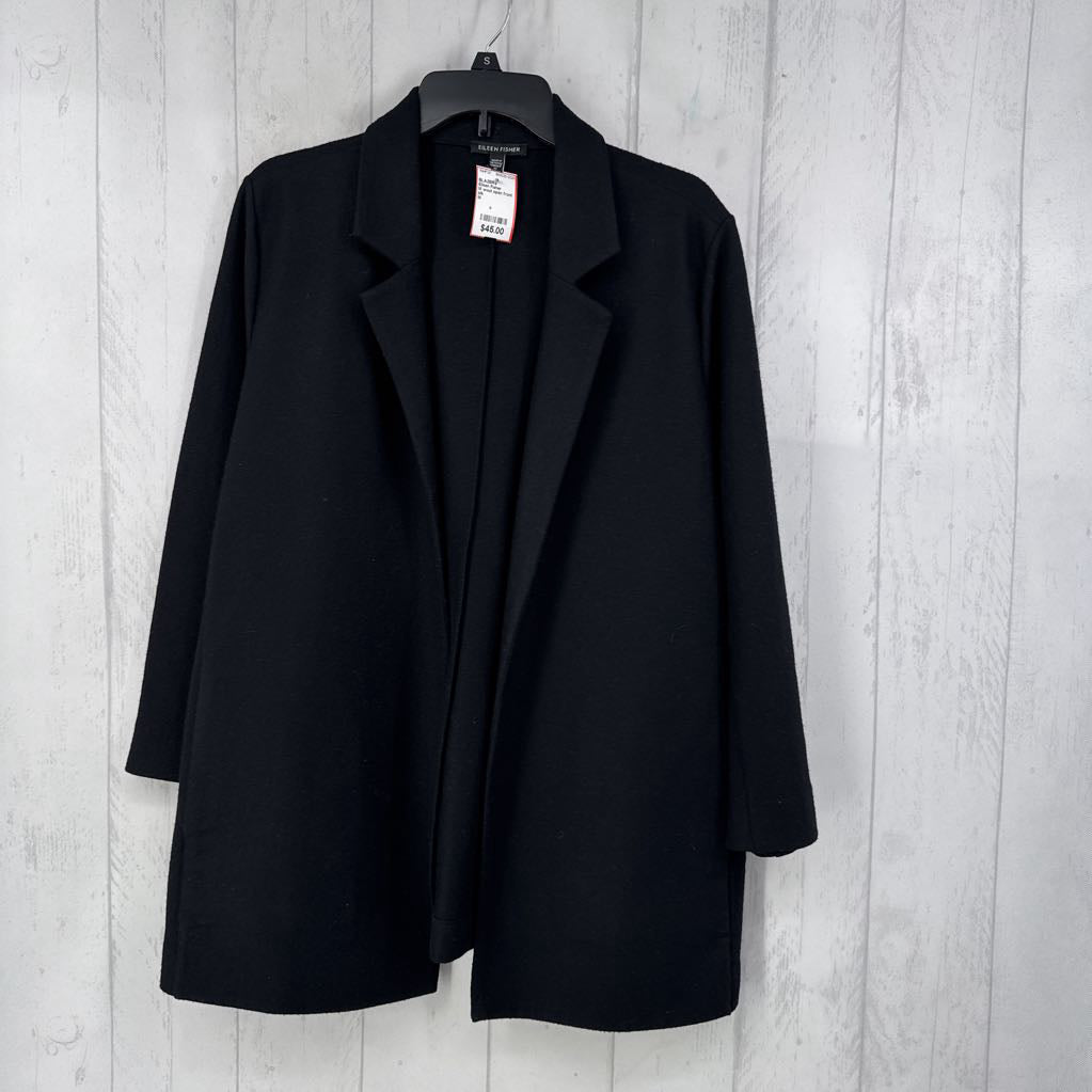 M wool open front blazer