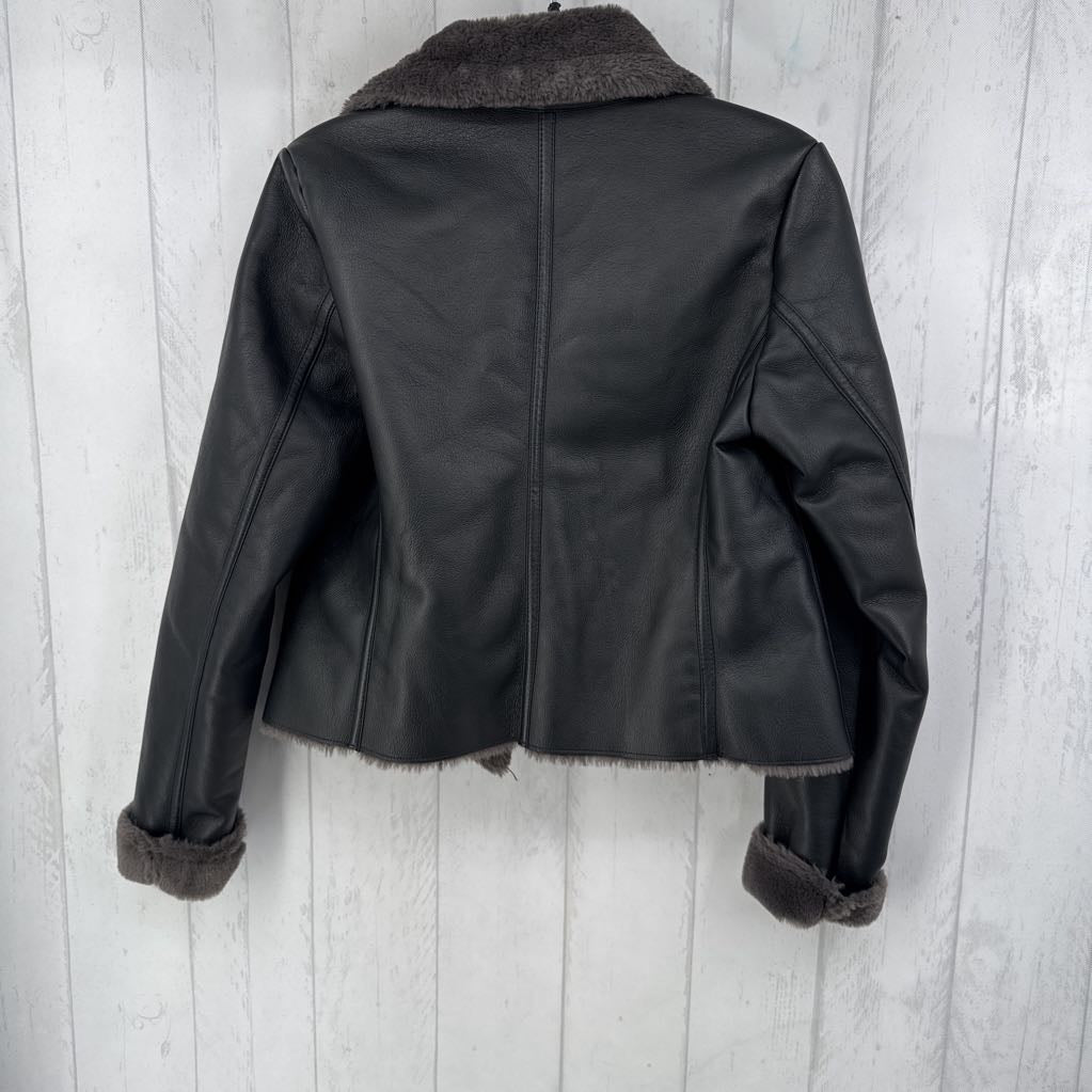 M faux fur lined vegan leather jacket